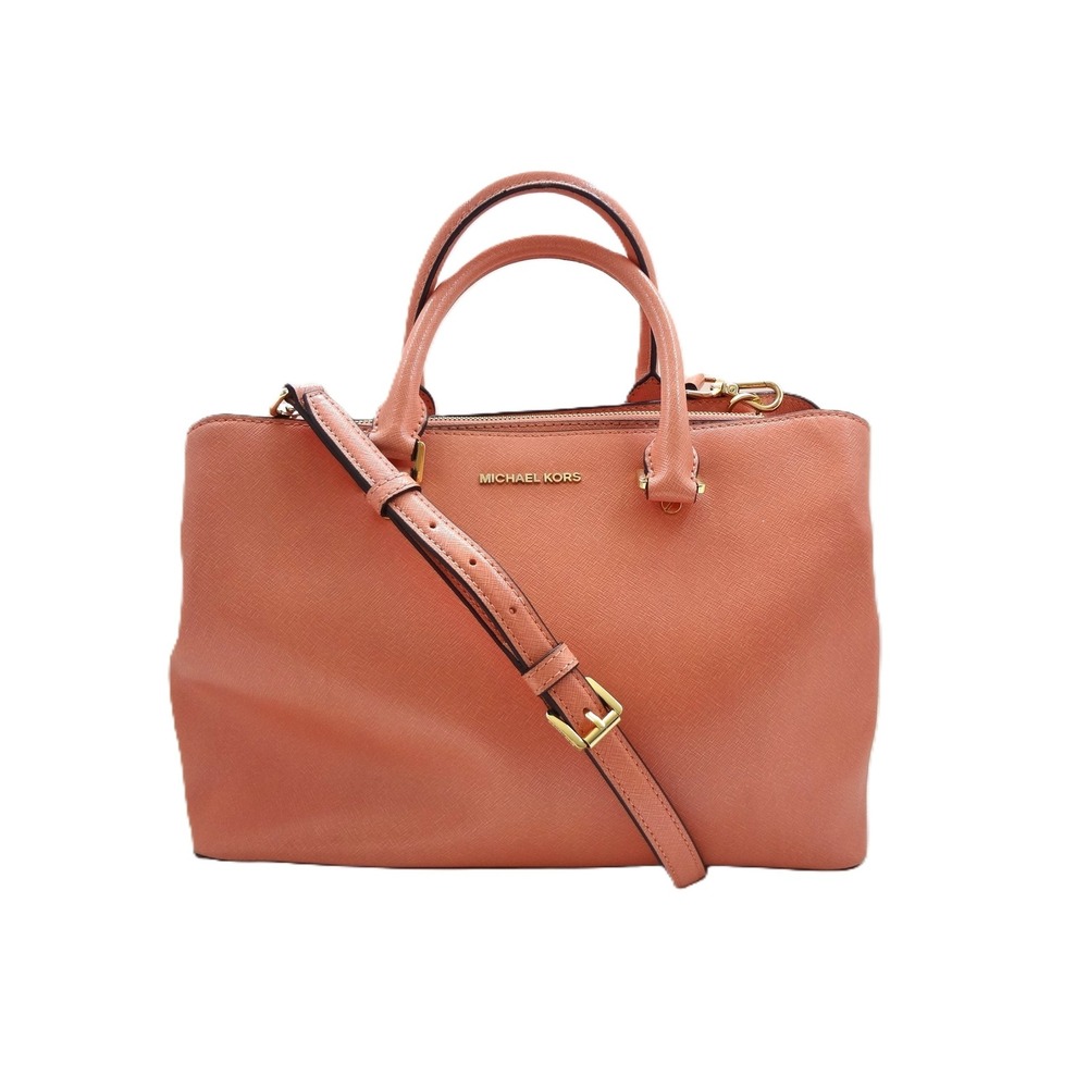 Michael Kors Savannah Large Orange Leather Tote Shoulder Bag Crossbody‎ Handbag